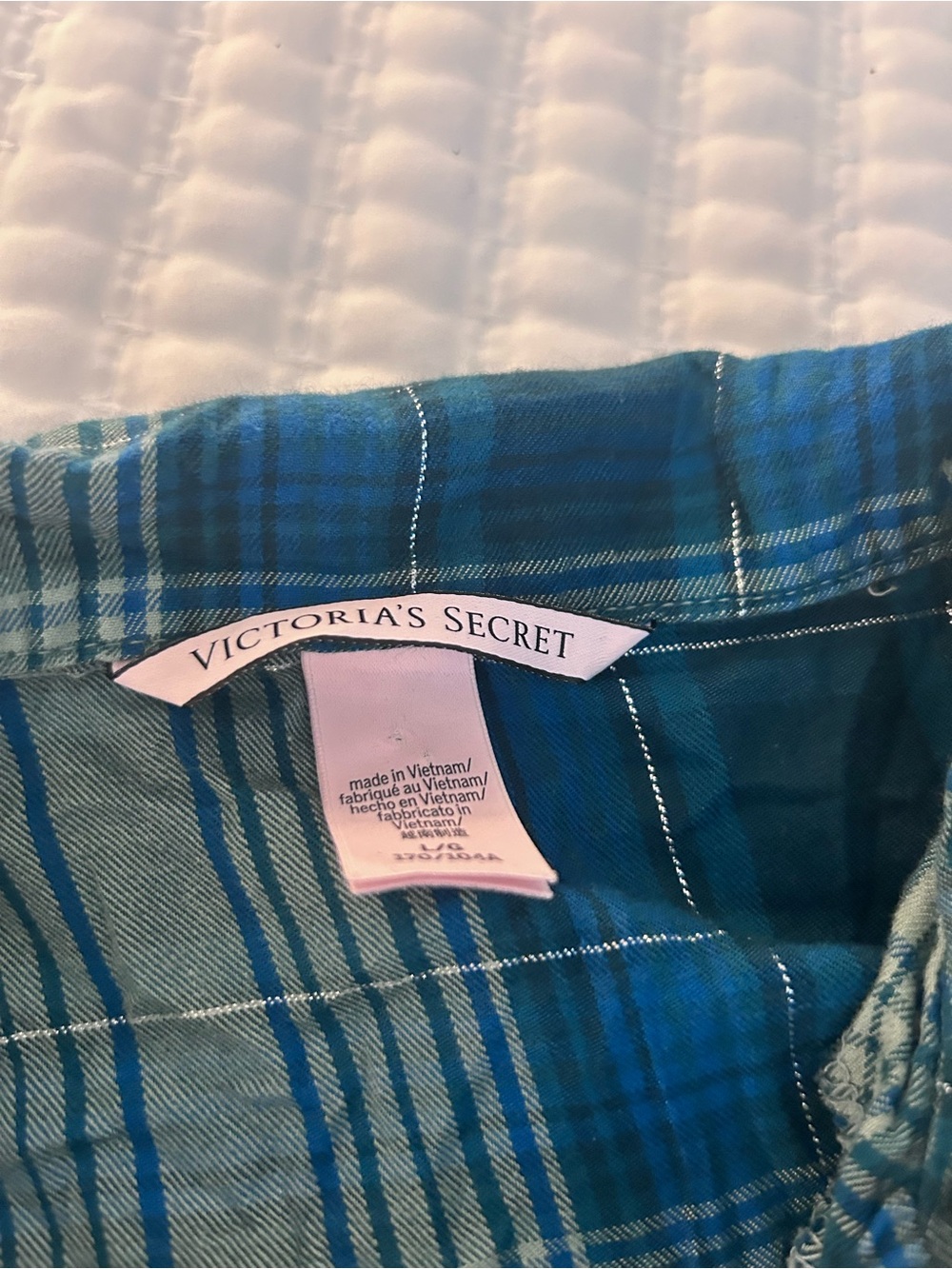 Victoria's Secret Teal and Blue Plaid Button-Down Pajama Loungewear Set. Size L - Picture 5 of 9